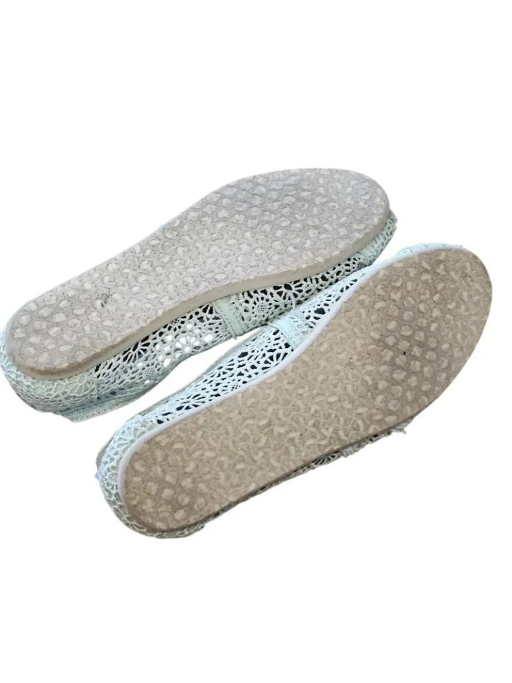 TOMS Mint Blue Green Alpargata Moroccan Crochet Slip On Shoes Womens 8.5